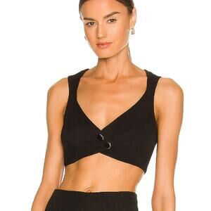 House of Harlow Solaro Top Black Button‎ Front Sleeveless Crop Sz XS Women